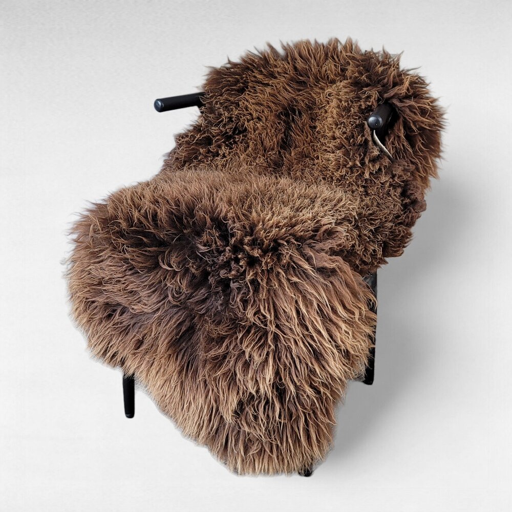 XXL Thick Lofty Natural Brown Sheepskin Rug - Large Genuine Sheep Pelt 52" x 31" - Picture 6 of 9